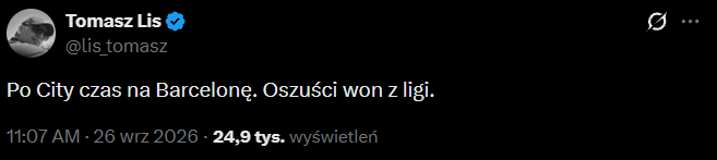Tomasz Lis SKOMENTOWAŁ zarzuty dla Manchesteru City i... NAWIĄZAŁ DO BARCELONY O... xD